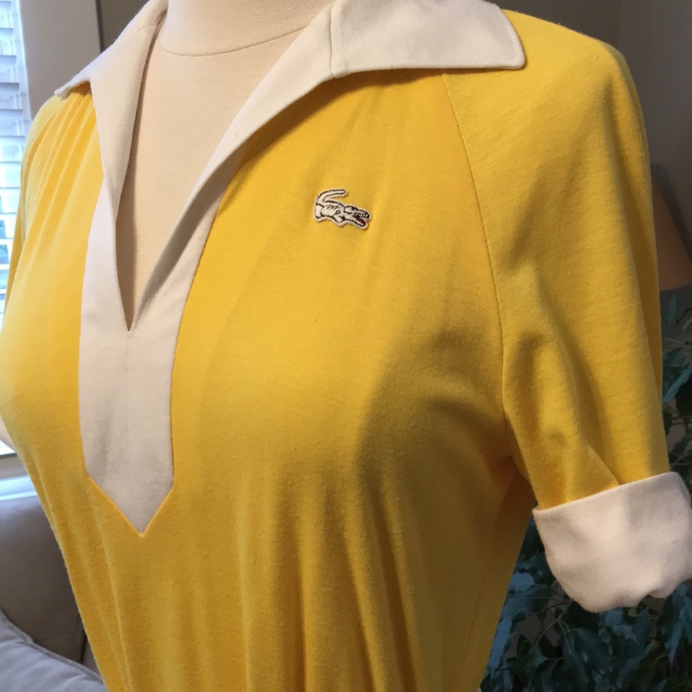 Vintage Lacoste Haymaker Yellow White Belted Dress - Picture 5 of 8